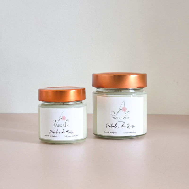 Bougie Pétales de Rose - cire végétale de soja