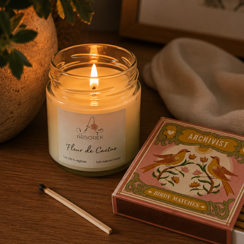 Bougie Fleur de  Cactus - cire végétale de soja
