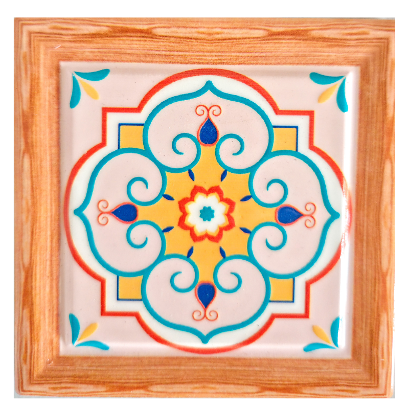 Support bougie en céramique  Fleur Peranakan