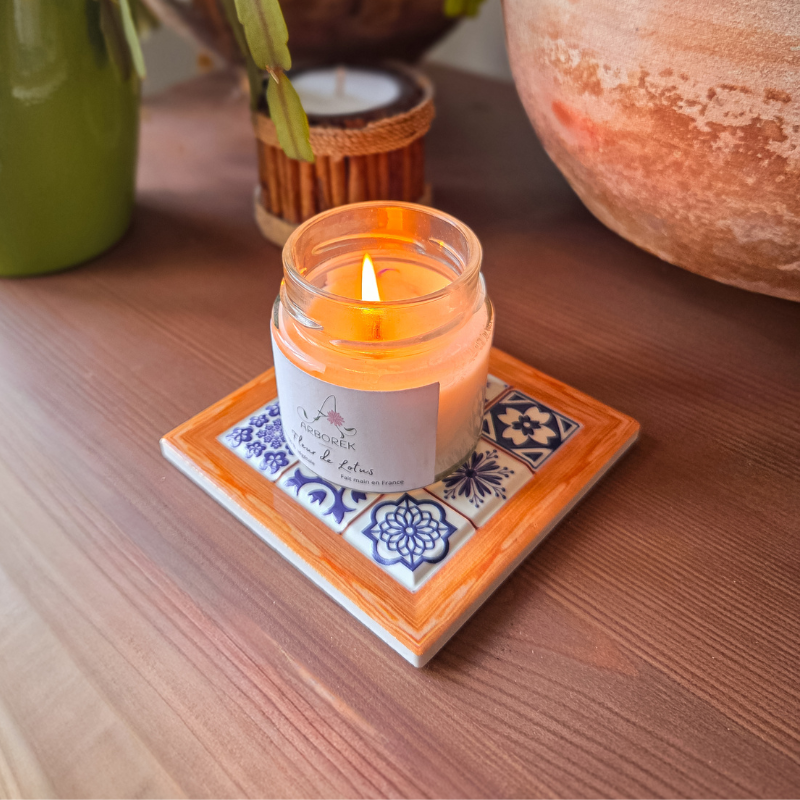 Support bougie en céramique Bleu Héritage