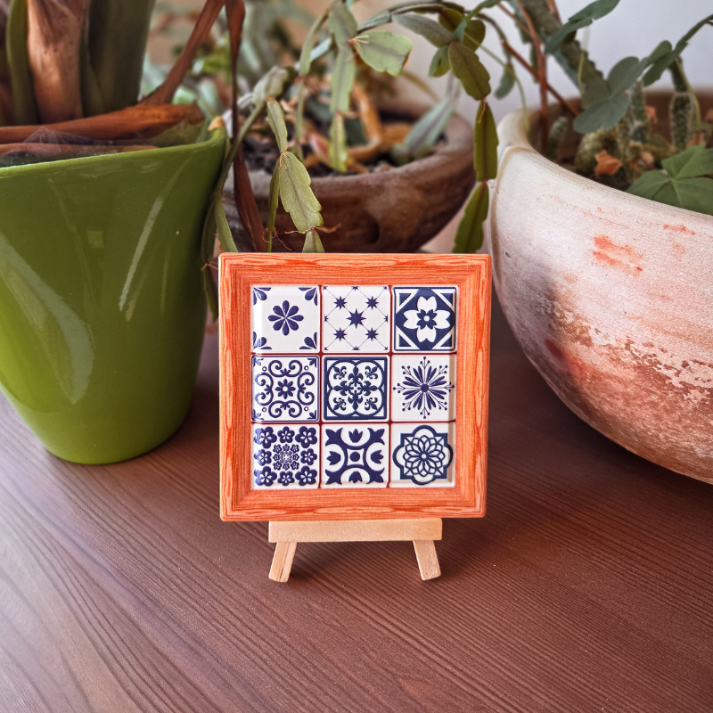 Support bougie en céramique Bleu Héritage